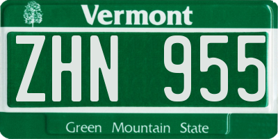 VT license plate ZHN955