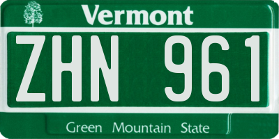 VT license plate ZHN961