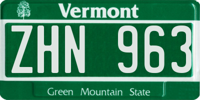 VT license plate ZHN963