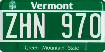 VT license plate ZHN970