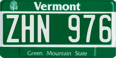 VT license plate ZHN976