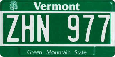 VT license plate ZHN977
