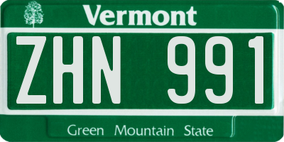 VT license plate ZHN991