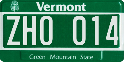 VT license plate ZHO014