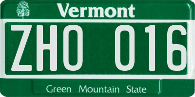 VT license plate ZHO016