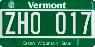 VT license plate ZHO017