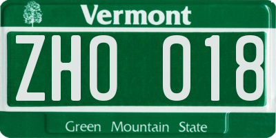 VT license plate ZHO018