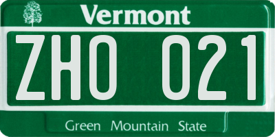 VT license plate ZHO021