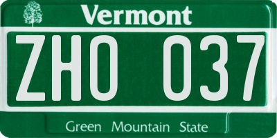 VT license plate ZHO037