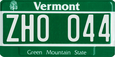VT license plate ZHO044