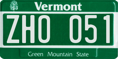 VT license plate ZHO051