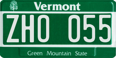 VT license plate ZHO055