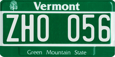 VT license plate ZHO056