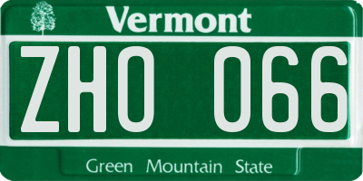 VT license plate ZHO066