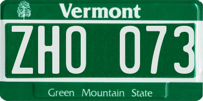 VT license plate ZHO073