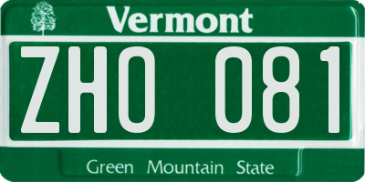 VT license plate ZHO081