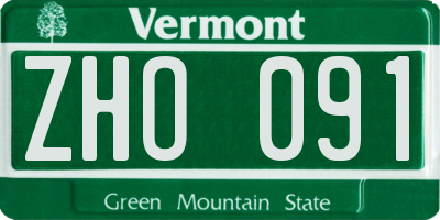 VT license plate ZHO091