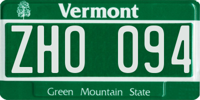 VT license plate ZHO094