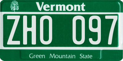 VT license plate ZHO097