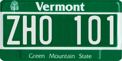 VT license plate ZHO101