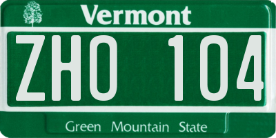 VT license plate ZHO104
