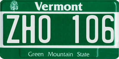 VT license plate ZHO106
