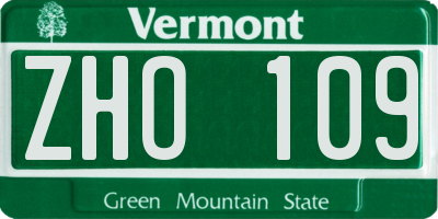 VT license plate ZHO109
