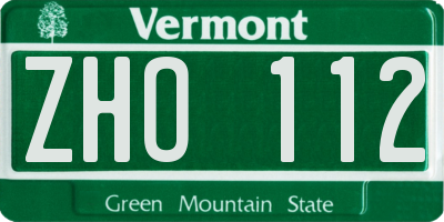 VT license plate ZHO112