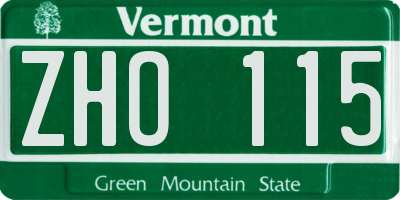 VT license plate ZHO115