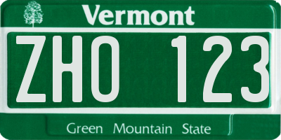 VT license plate ZHO123