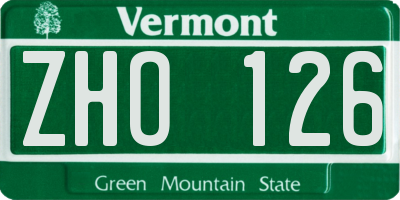 VT license plate ZHO126