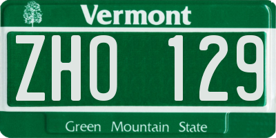 VT license plate ZHO129