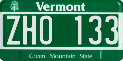 VT license plate ZHO133