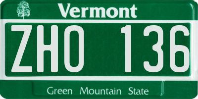 VT license plate ZHO136