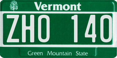 VT license plate ZHO140