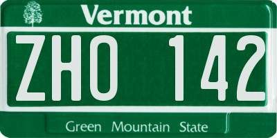 VT license plate ZHO142