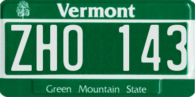 VT license plate ZHO143