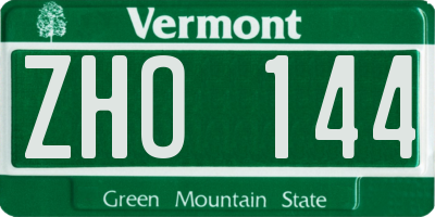 VT license plate ZHO144