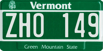 VT license plate ZHO149
