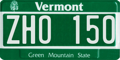 VT license plate ZHO150