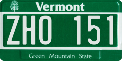 VT license plate ZHO151