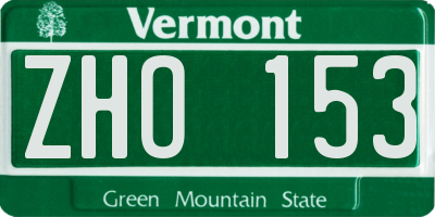 VT license plate ZHO153