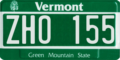 VT license plate ZHO155