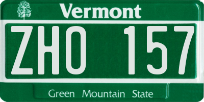 VT license plate ZHO157