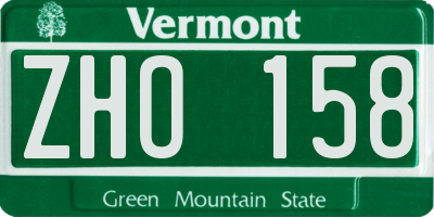 VT license plate ZHO158