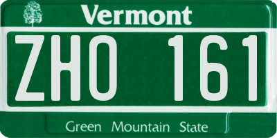 VT license plate ZHO161