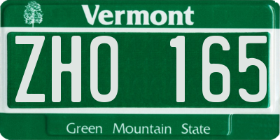 VT license plate ZHO165