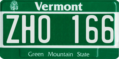 VT license plate ZHO166