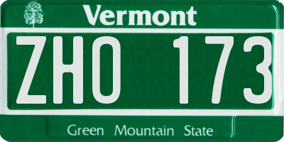 VT license plate ZHO173