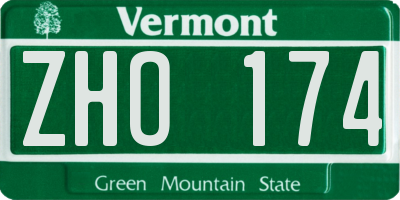 VT license plate ZHO174